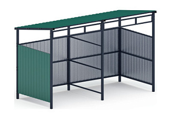 Навес контейнерной площадки для мусора (зеленый) (2 секции) МФ 55.02.03-01