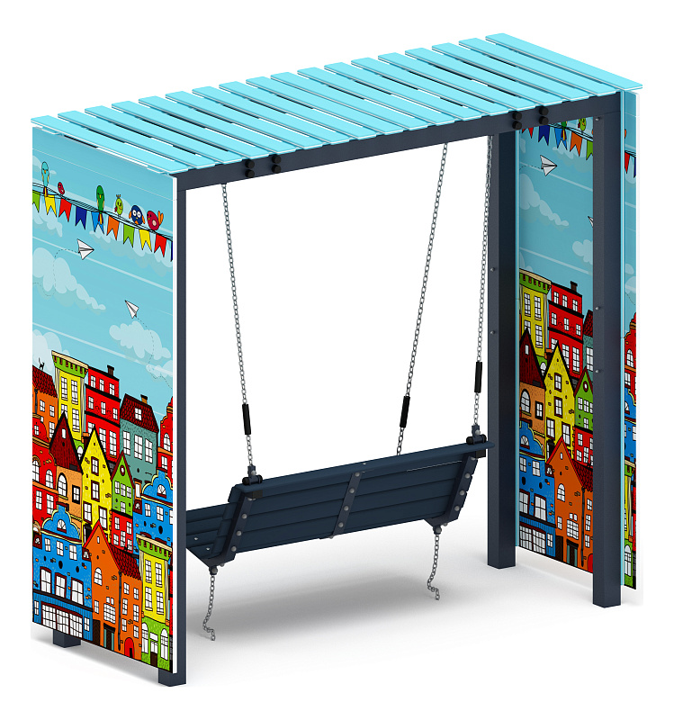 Пергола с диваном (Город) - МФ 78.06.01-05.И1/без поликарбоната/