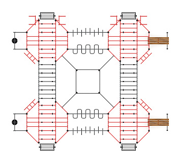 Многофункциональный спортивный комплекс (красный) МК 100.02-01