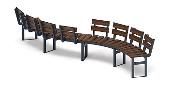 Модульная скамья радиальная (темный дуб) МФ 42.01.22