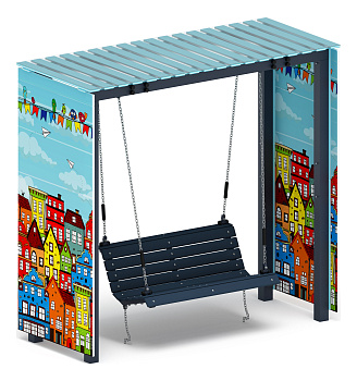 Пергола с качелями (Город) - МФ 78.06.01-04.И1 /с поликарбонатом/