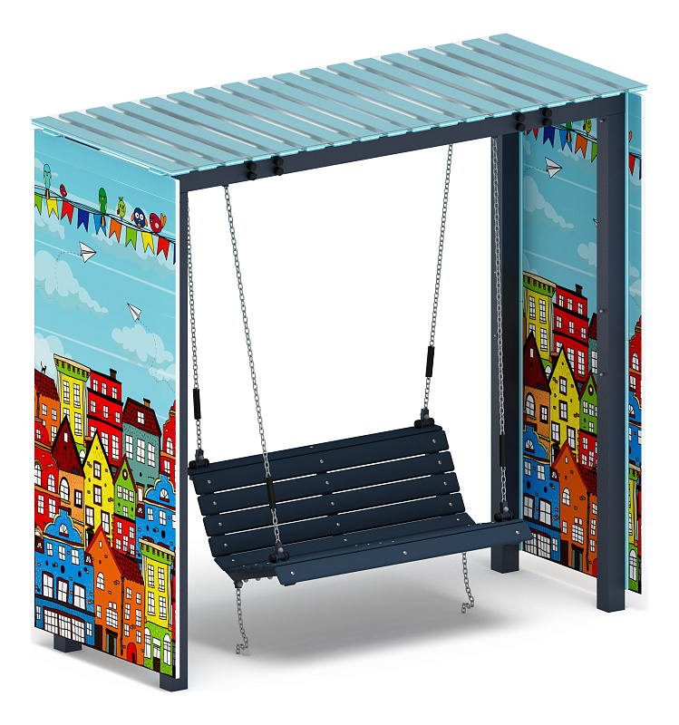 Пергола с качелями (Город) - МФ 78.06.01-04.И1 /с поликарбонатом/