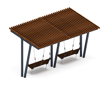 Пергола тент с качелями (наклоная) - МФ 78.03.02-01.И1 /без поликарбоната/