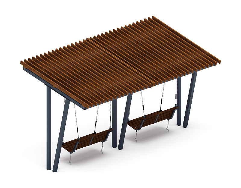 Пергола тент с качелями (наклоная) - МФ 78.03.02-01.И1 /без поликарбоната/