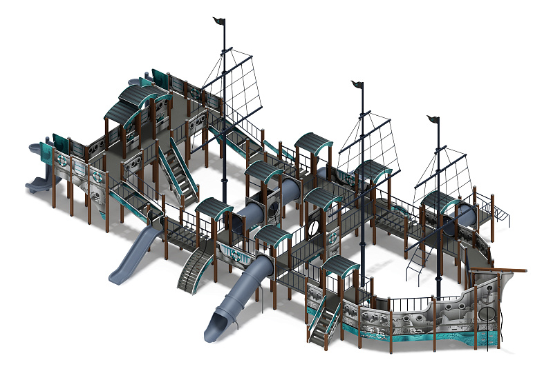 Баркентина (Лагуна) - ДИК 2.03.3.06-12.И1 - Игровой комплекс (Винтовой скат) H=1200, Н=1500, Н=2000