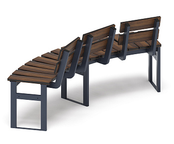Модульная скамья радиальная (темный дуб) МФ 42.01.19