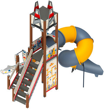 Детский игровой комплекс Буровая горка труба винтовая Н 2000, горка 750 ДИК 2.28.02-01