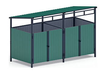 Навес контейнерной площадки для мусора (зеленый) (2 секции) МФ 55.02.02-01