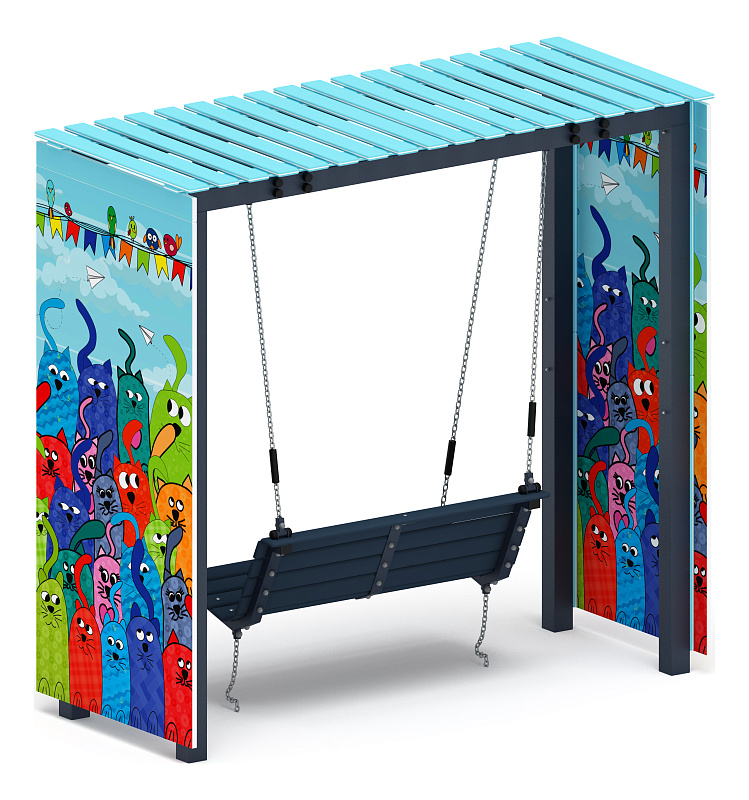 Пергола с диваном (Коты) - МФ 78.06.01-07.И1 /без поликарбоната/