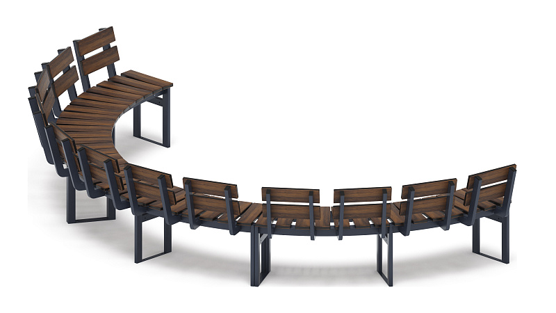 Модульная скамья радиальная (темный дуб) МФ 42.01.25
