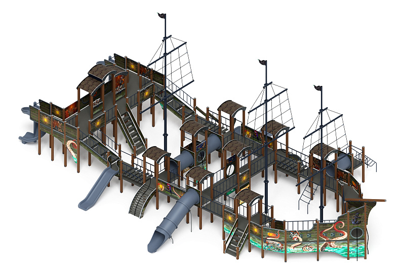 Баркентина (Летучий Голландец)  - ДИК 2.03.3.06-11.И1 - Игровой комплекс (Винтовой скат) H=1200, Н=1500, Н=2000