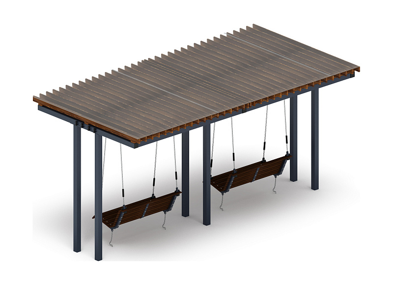 Пергола тент с качелями (прямая) - МФ 78.04.02-И1 /с поликарбонатом/
