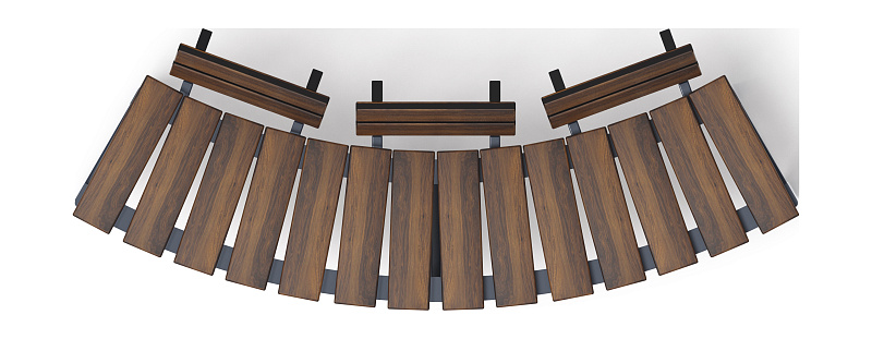 Модульная скамья радиальная (темный дуб) МФ 42.01.19