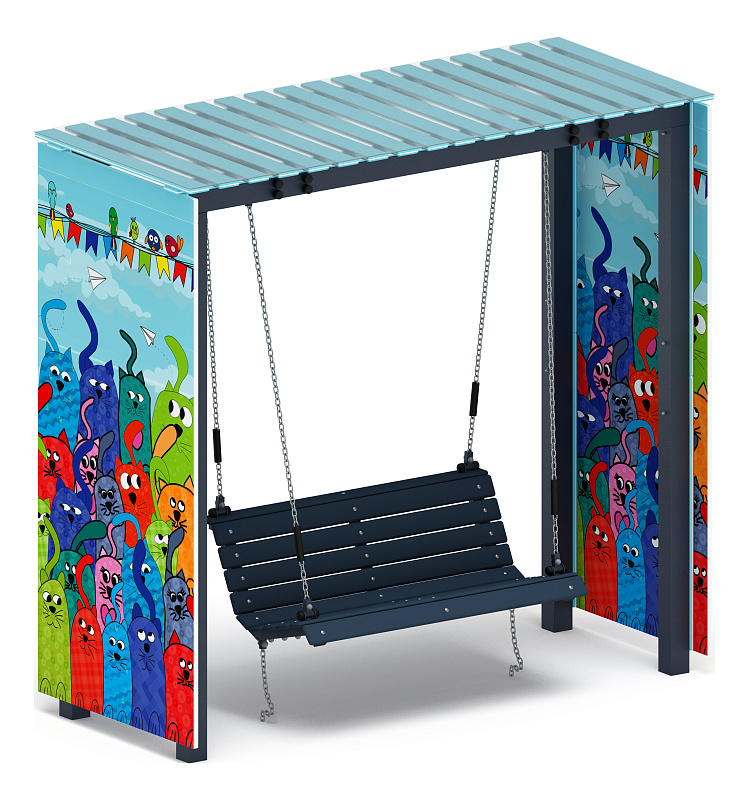 Пергола с диваном (Коты) - МФ 78.06.01-06.И1 /с поликарбонатом/