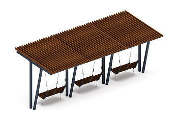 Пергола тент с качелями (наклоная) - МФ 78.03.03-И1 /с поликарбонатом/