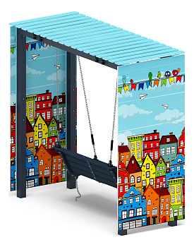 Пергола с диваном (Город) - МФ 78.06.01-05.И1/без поликарбоната/