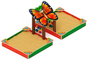 Песочница двойная с навесом Бабочка (Ракушки) - ИО 5.01.07-01