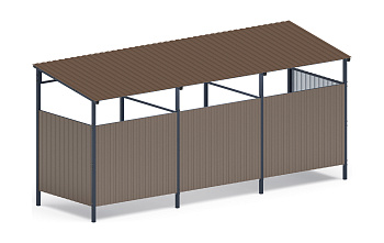 Навес контейнерной площадки для мусора (3 секции) МФ 55.02.03.3-02