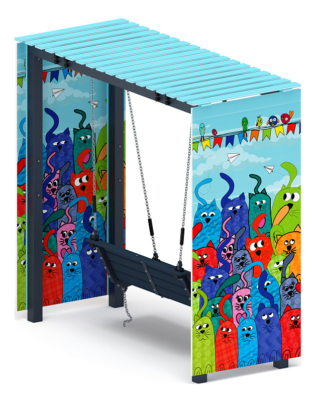 Пергола с диваном (Коты) - МФ 78.06.01-07.И1 /без поликарбоната/