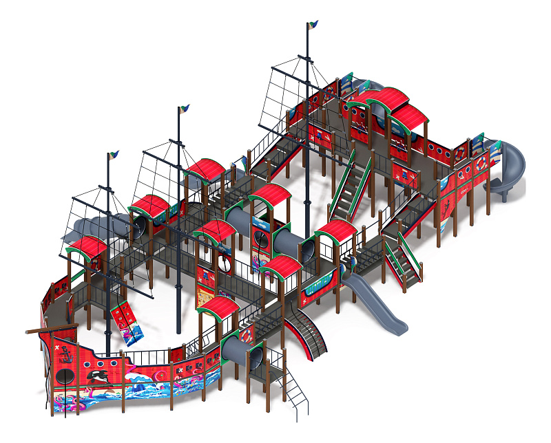 Баркентина (Мульт)  - ДИК 2.03.3.06-10.И1 - Игровой комплекс (Винтовой скат) H=1200, Н=1500, Н=2000
