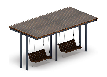 Пергола тент с качелями (прямая) - МФ 78.04.02-И1 /с поликарбонатом/