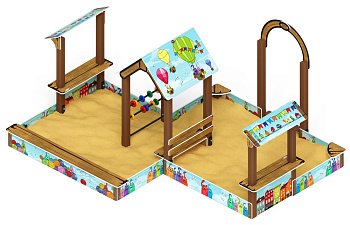 Песочный дворик двойной большой с навесом Домик (Коты) - ИО 6.01.03-03