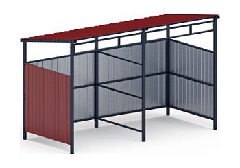 Навес контейнерной площадки для мусора (красный) (2 секции) МФ 55.02.03-04