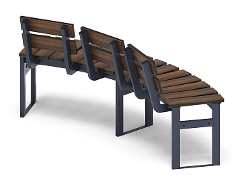 Модульная скамья радиальная (темный дуб) МФ 42.01.19
