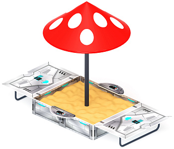 Песочница с крышкой средняя и навесом Грибок (Техно) - ИО 5.01.10-09