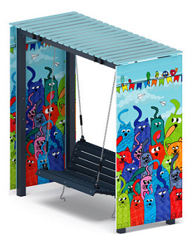 Пергола с качелями (Коты) - МФ 78.06.01-06.И1 /с поликарбонатом/