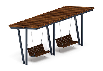 Пергола тент с качелями (наклоная) - МФ 78.03.02-01.И1 /без поликарбоната/