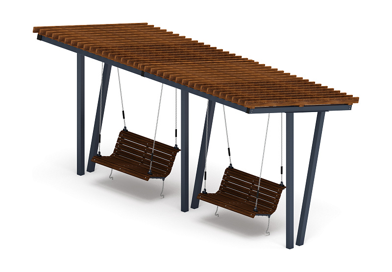 Пергола тент с качелями (наклоная) - МФ 78.03.02-01.И1 /без поликарбоната/