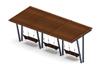 Пергола тент с качелями (наклоная) - МФ 78.03.03-И1 /с поликарбонатом/