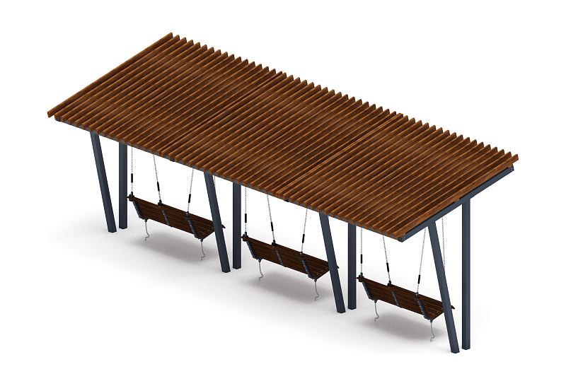 Пергола тент с качелями (наклоная) - МФ 78.03.03-И1 /с поликарбонатом/