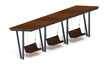 Пергола тент с качелями (наклоная) - МФ 78.03.03-И1 /с поликарбонатом/