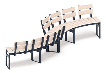 Модульная скамья радиальная (беленый дуб) МФ 42.01.22-01