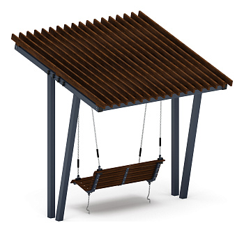 Пергола тент с качелями (наклоная) - МФ 78.03.01-01.И1 /без поликарбоната/
