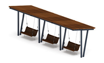 Пергола тент с качелями (наклоная) - МФ 78.03.03-01.И1 /без поликарбоната/