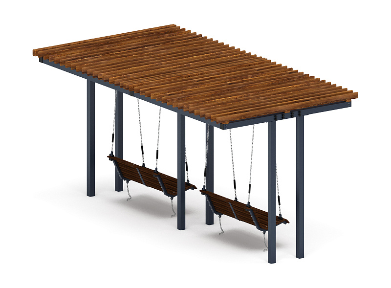 Пергола тент с качелями (прямая) - МФ 78.04.02-01.И1 /без поликарбоната/