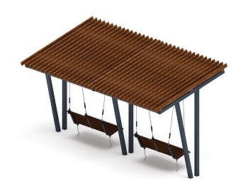 Пергола тент с качелями (наклоная) - МФ 78.03.02-01.И1 /без поликарбоната/