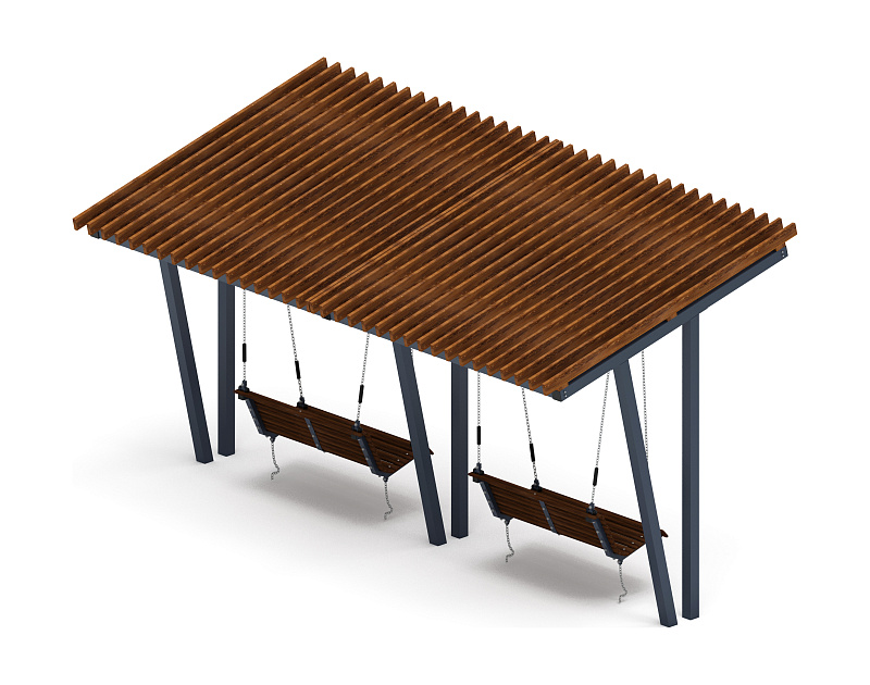 Пергола тент с качелями (наклоная) - МФ 78.03.02-01.И1 /без поликарбоната/