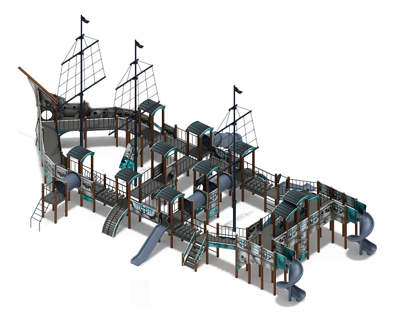 Баркентина (Лагуна) - ДИК 2.03.3.06-12.И1 - Игровой комплекс (Винтовой скат) H=1200, Н=1500, Н=2000