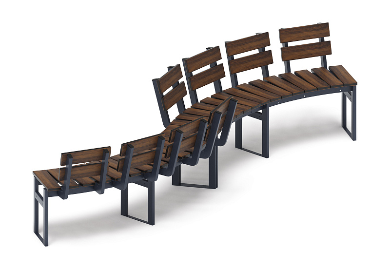 Модульная скамья радиальная (темный дуб) МФ 42.01.22