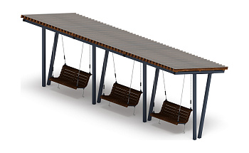 Пергола тент с качелями (наклоная) - МФ 78.03.03-И1 /с поликарбонатом/